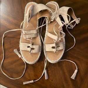 Qupid Cream Espadrille Sandals
